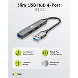 goobay Slim 4-Port USB-Hub, USB-A auf USB-C/USB-A, USB 3.2 Gen 1 grau