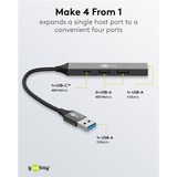 goobay Slim 4-Port USB-Hub, USB-A auf USB-C/USB-A, USB 3.2 Gen 1 grau
