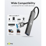 goobay Slim 4-Port USB-Hub, USB-A auf USB-C/USB-A, USB 3.2 Gen 1 grau