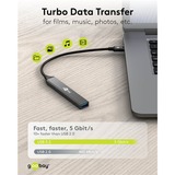 goobay Slim 4-Port USB-Hub, USB-A auf USB-C/USB-A, USB 3.2 Gen 1 grau