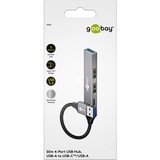 goobay Slim 4-Port USB-Hub, USB-A auf USB-C/USB-A, USB 3.2 Gen 1 grau