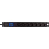  BlueWalker Powerwalker PDU LC-16A 7x CEE 7/3, Stromversorgung schwarz, 1 Höheneinheit (IEC C20 Input)