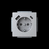 Busch-Jaeger Schutzkontakt Steckdose mit USB-A und USB-C Anschluss aluminium, Retail