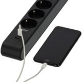 Brennenstuhl Steckdosenleiste 6-fach mit 1x USB-C, 1x USB-A schwarz/anthrazit, 2 Meter, 13.500A Überspannungsschutz