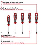 EINHELL Schraubendreher-Set, Außen-Sechsrund 5-teilig rot/schwarz, Ergonomische Zweikomponentengriffe