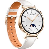 Huawei Watch GT4 41mm (Aurora-B19L), Smartwatch gold/weiß, weiß-braunes Lederarmband