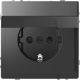 Merten Schutzkontakt-Steckdose mit Klappdeckel und erhöhtem Berührungsschutz, Unterputzmontage anthrazit, Retail