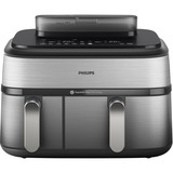 Philips Doppel-Heißluftfritteuse Steam Airfryer Dual Basket edelstahl/schwarz, 2750 Watt, 2 Körbe 6 Liter + 3 Liter