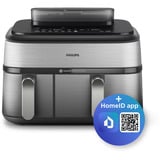 Philips Doppel-Heißluftfritteuse Steam Airfryer Dual Basket edelstahl/schwarz, 2750 Watt, 2 Körbe 6 Liter + 3 Liter