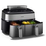 Philips Doppel-Heißluftfritteuse Steam Airfryer Dual Basket edelstahl/schwarz, 2750 Watt, 2 Körbe 6 Liter + 3 Liter