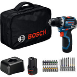 Bosch Professional Akku-Bohrschrauber GSR 12V-32 Professional, 12Volt blau/schwarz, 2x Li-Ionen Akku 2,0Ah, 24-teiliges Zubehör-Set, Werkzeugtasche