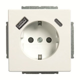 Busch-Jaeger Schutzkontaktsteckdose mit USB Typ A und USB Typ C Anschluss weiß, Retail