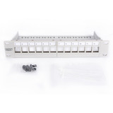 Digitus Modulares Patchpanel, 12-Port, unbestückt grau, 1 HE, für Keystone-Module