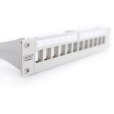 Digitus Modulares Patchpanel, 12-Port, unbestückt grau, 1 HE, für Keystone-Module