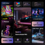 Hisense 50E77Q PRO, QLED-Fernseher 126 cm (50 Zoll), schwarz, UltraHD/4K, Tripple Tuner, USB Recording, Time Shift, 144Hz Panel