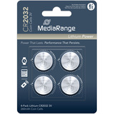 MediaRange Lithium Knopfzellen, CR2032|3V, 4er Pack, Batterie 4 Stück