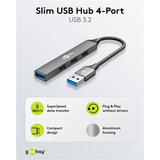 goobay Slim 4-Port USB-Hub, USB-A auf USB-A, USB 3.2 hellgrau