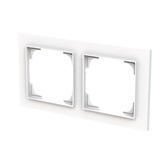 Busch-Jaeger Abdeckrahmen zweifach, Typ 1722-44G, Kunststoff, glänzend, Schutzart IP20 weiß (glänzend), Retail