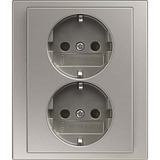 Busch-Jaeger Schutzkontaktsteckdose Doppelsteckdose 202 EUJB-866 edelstahl, Retail