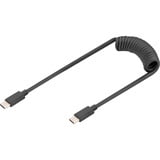Digitus USB 2.0 Spiralkabel USB-C > USB-C schwarz, 1 Meter, PD, Laden mit bis zu 60 Watt