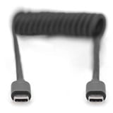 Digitus USB 2.0 Spiralkabel USB-C > USB-C schwarz, 1 Meter, PD, Laden mit bis zu 60 Watt
