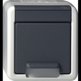 Gira Schutzkontaktsteckdose Typ F 16 Ampere 250 Volt mit Klappdeckel Aufputz IP44 grau, Retail