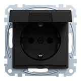 Merten Steckdose mit Klappdeckel schwarz, Retail