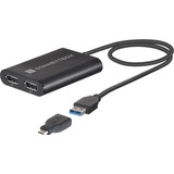 Sonnet Adapter USB 3 > Dual 4K 60Hz DisplayPort, für M1 Macs schwarz, 30cm