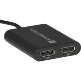 Sonnet USB DisplayLink Adapter, USB-A Stecker > Dual 4K DisplayPort schwarz, 30cm, für M1 und M2 Macs