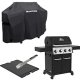 Broil King Gasgrill Crown 420 - BUNDLE schwarz, inkl. Gussplatte, Schutzhülle und Grillzange