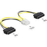 DeLOCK Stromkabel 2 x SATA 15 Pin Stecker zu 8 Pin EPS, Stromversorgung mehrfarbig
