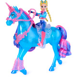 Spin Master Unicorn Academy - Train and Glow River mit Isabel Set, Spielfigur mit Leuchtfunktion und Trainingszubehör 