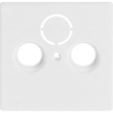 Busch-Jaeger Zentralscheibe für Antennendose zwei Loch, Typ 1743-84, Unterputz, Kunststoff, glänzend, Zentralplatte weiß (glänzend), Retail