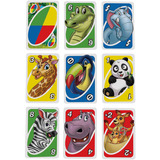 Mattel UNO Junior Kartenspiel für Kinder mit Tiermotiven und verschiedenen Schwierigkeitsgraden 