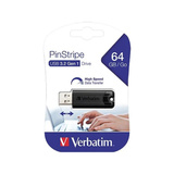 Verbatim PinStripe 64 GB, USB-Stick schwarz, USB-A 3.2 Gen 1