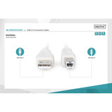 Digitus USB 2.0 Anschlusskabel USB-A (Stecker) > USB-B (Stecker) beige, 1,8 Meter
