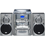 Karcher KA 5300, Kompaktanlage silber/schwarz, 3fach-CD-Wechsler, Doppelkassettendeck, Radio, Plattenspieler