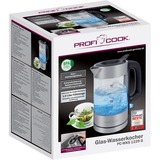 ProfiCook Glas-Wasserkocher PC-WKS 1229 G edelstahl/schwarz, 1 Liter