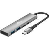 goobay Slim 4-Port USB-C auf USB-C/USB-A 5 Gbit/s, USB-Hub grau