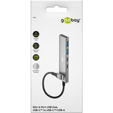 goobay Slim 4-Port USB-C auf USB-C/USB-A 5 Gbit/s, USB-Hub grau