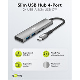 goobay Slim 4-Port USB-C auf USB-C/USB-A 5 Gbit/s, USB-Hub grau