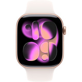 Apple Watch Series 11, Smartwatch Titan Gold, Titangehäuse, 46 mm, Sportarmband blassrosa M/L, Cellular