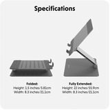  HyperSpace Flex ergonomisch verstellbarer Notebook-Ständer, Halterung grau