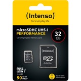 Intenso UHS-I Performance 32 GB microSDXC, Speicherkarte schwarz, UHS-I U1, Class 10