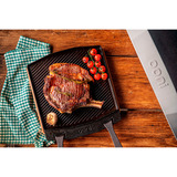 Ooni Doppelseitige Grizzler-Grillplatte anthrazit, Sockel aus Edelstahl