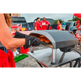 Ooni Doppelseitige Grizzler-Grillplatte anthrazit, Sockel aus Edelstahl