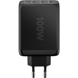 goobay USB-C PD Multiport-Schnellladegerät 100 Watt schwarz, 1x USB-A QC, 3x USB-C PD, GaN-Technologie