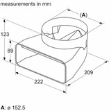 Bosch 90° Adapterstück HEZ9VDSI1, Ø 150mm, Rohr schwarz, rund>flach, männlich