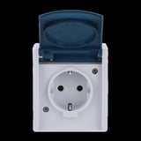 Busch-Jaeger Schuko-Steckdose Schutzkontakt Aufputz mit Klappdeckel Typ 20 EW-53, 16 Ampere, 250 Volt blau, Retail