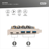 Digitus PCIe Karte 2x USB-C + 3x USB A, Schnittstellenkarte 